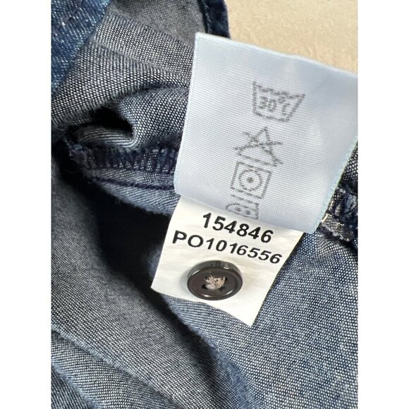 SHIRT 469 Women Size 14 Blue Denim Shirt Button Down Convert Roll Tab 3/4 or L/S - Picture 11 of 12